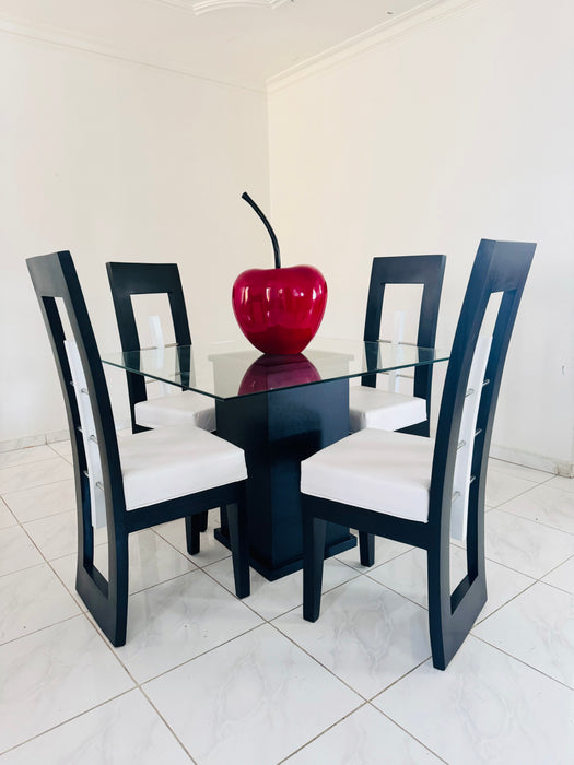 Comedor 4 silla tope cristal