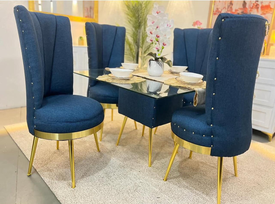 comedor luxury tapizado tope cristal 4 silla