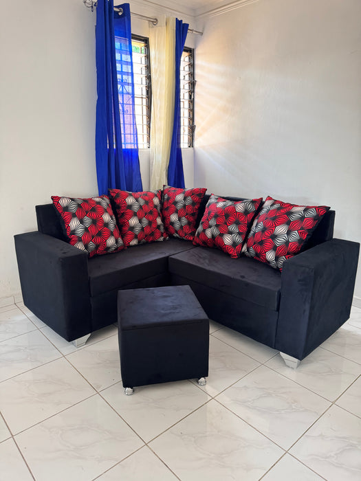 Mueble En L de 3 asientos con 5 almohadones