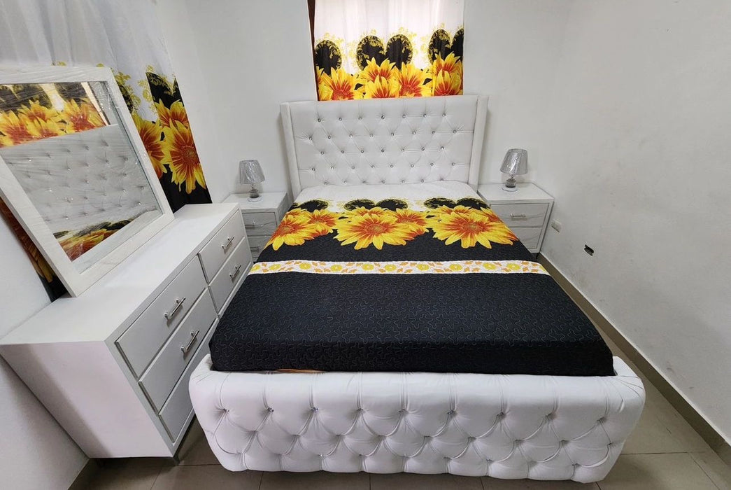 Juego de habitación tapizado, blanco