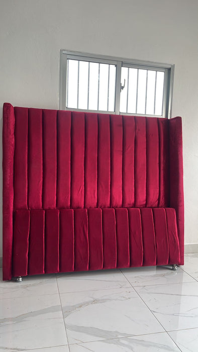 ESPALDAR DE CAMA TAPIZADO ROJO RALLADO