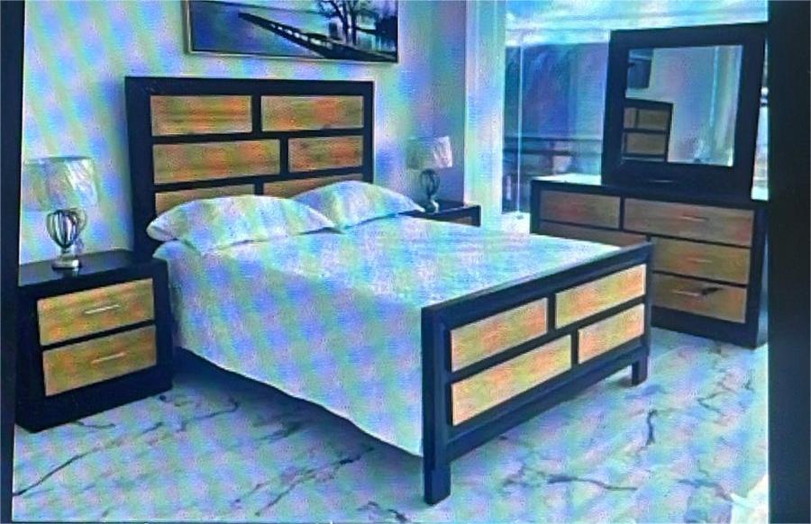 JUEGO DE APOSENTO NEGRO CON MADERA DE 60