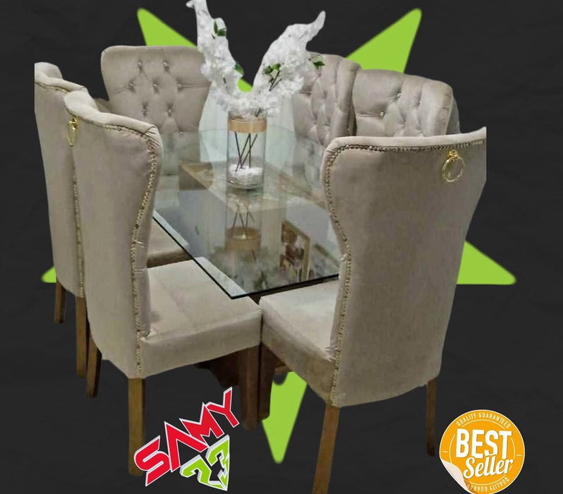 COMEDOR DE 6 SILLA TAPIZADO CAPITONEADO GREMA