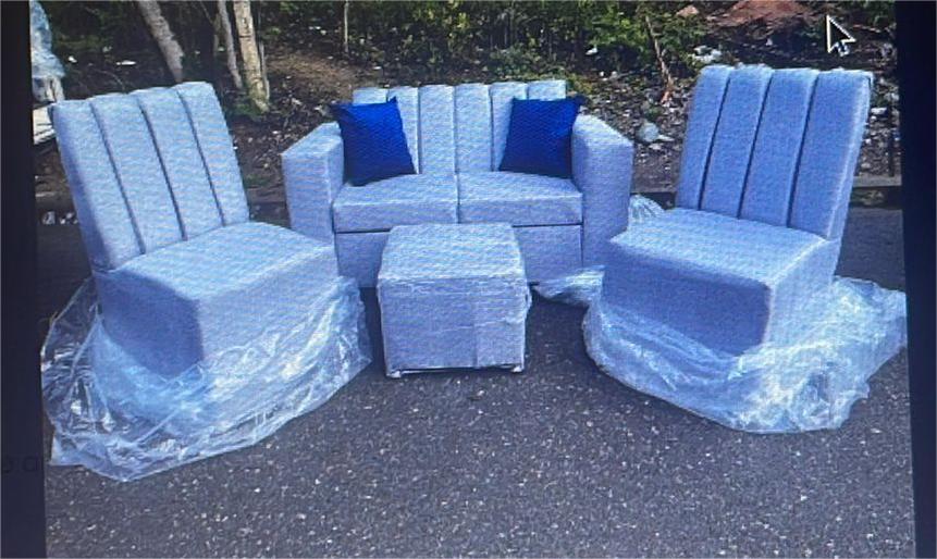 JUEGO DE MUEBLE PITUFO RAYADO GRIS CLARO