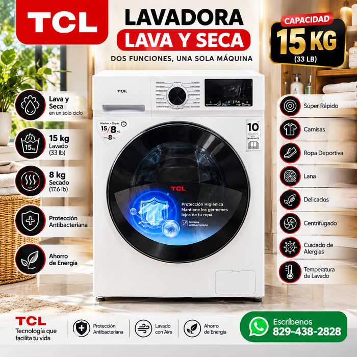 Lavadora lava y seca 33 libra TCL