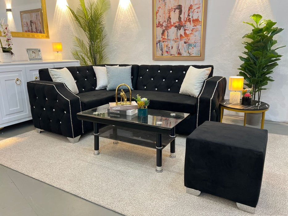 MUEBLE EN L DE 5 ASIENTOS, CAPITONEADO BEIGE