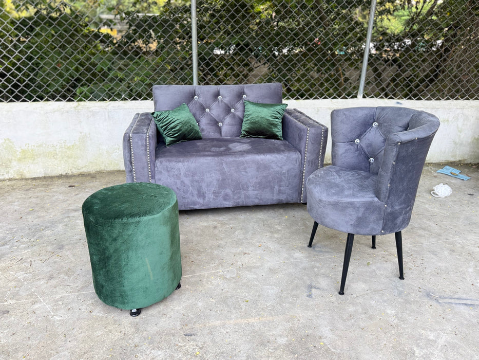 mueble che  3pcs sofa de 2 con flor de loto y otoman