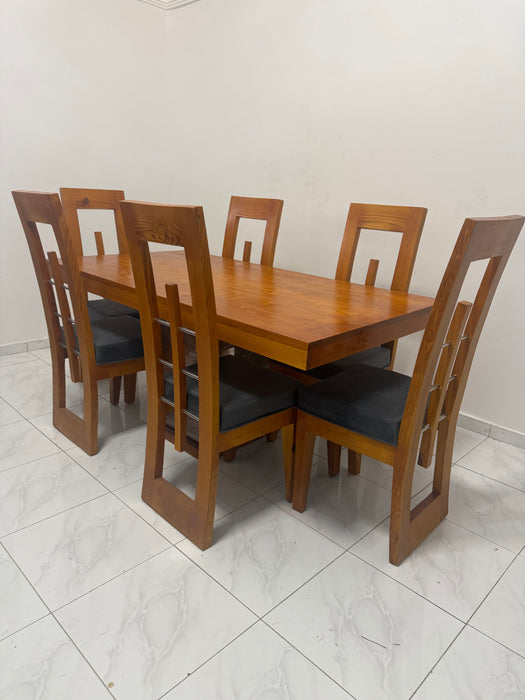 Comedor curvo  6 silla tope madera