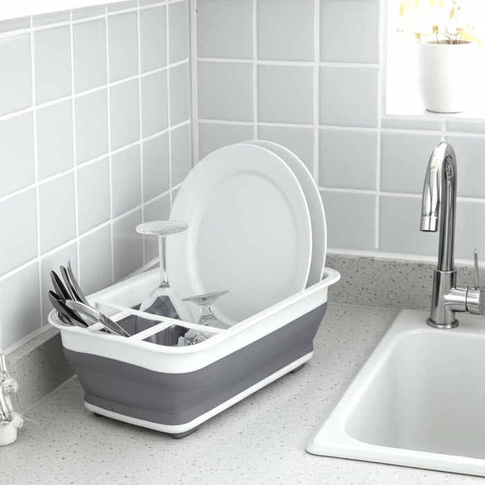Escurridor de platos plegable de plástico, organizador de escurridor de vajilla plegable para almacenamiento, cocina