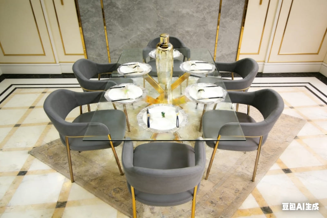 Comedor 6 sillas tapizados tope de cristal