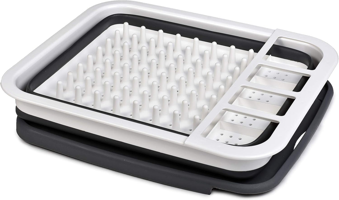 Escurridor de platos plegable de plástico, organizador de escurridor de vajilla plegable para almacenamiento, cocina
