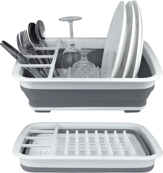 Escurridor de platos plegable de plástico, organizador de escurridor de vajilla plegable para almacenamiento, cocina