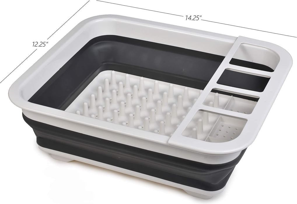 Escurridor de platos plegable de plástico, organizador de escurridor de vajilla plegable para almacenamiento, cocina