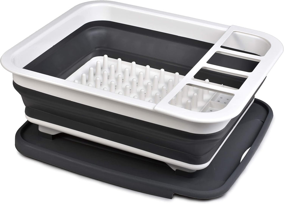 Escurridor de platos plegable de plástico, organizador de escurridor de vajilla plegable para almacenamiento, cocina