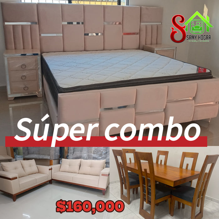 Súper combo mueble + cama king + mueble 3/2