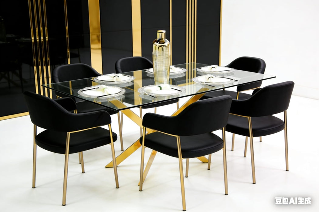 Comedor 6 sillas tapizados tope de cristal