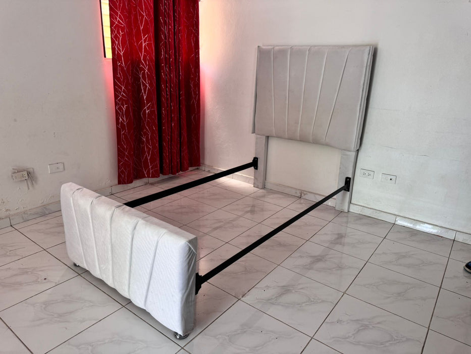 Espaldar Tapizado para cama en 39¨ CREMA RALLADO