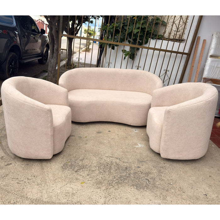 Juego de mueble media luna con 2 butaca