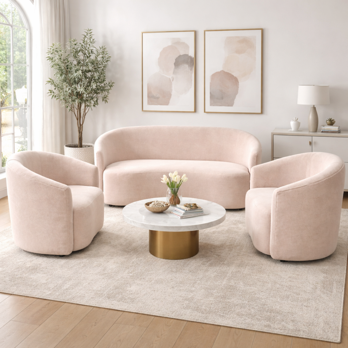 Juego de mueble media luna con 2 butaca