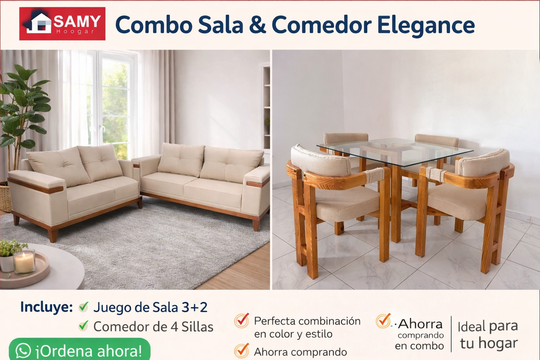 Combo mueble 3/2 + comedor 4 sillas
