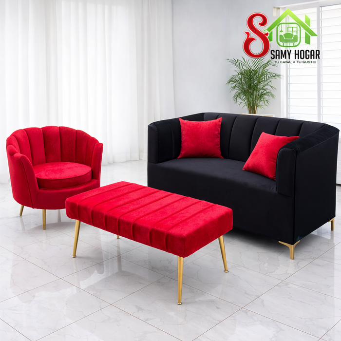 mueble 3 piezas sofa de 2 +  1 butaca+ 1 banco