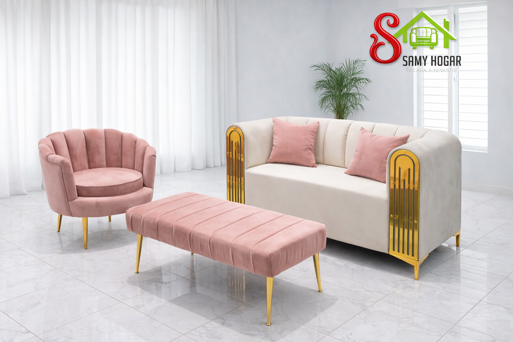 mueble 3 piezas sofa de 2 +  1 butaca+ 1 banco