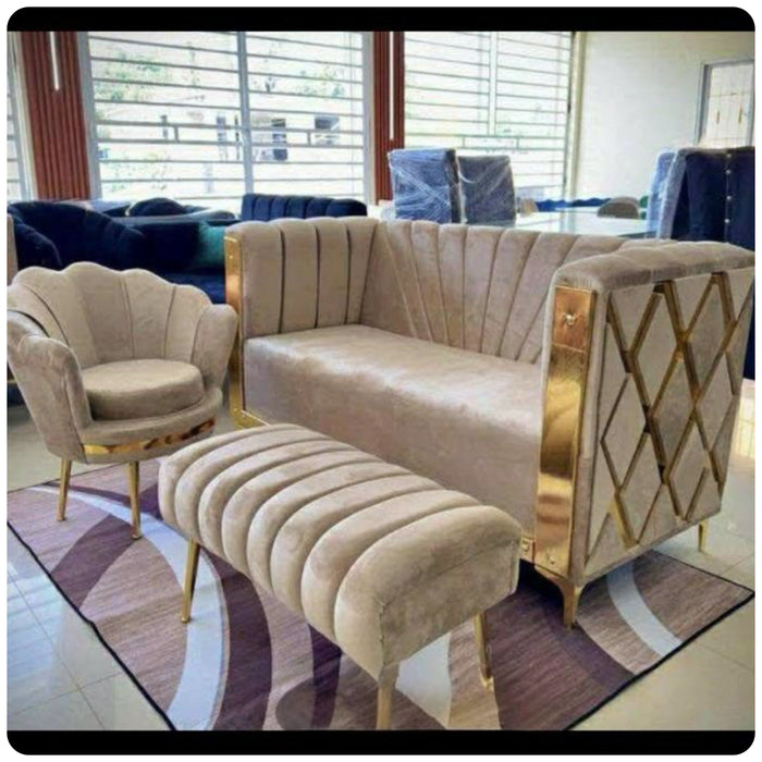 mueble con flor de loto y banquito