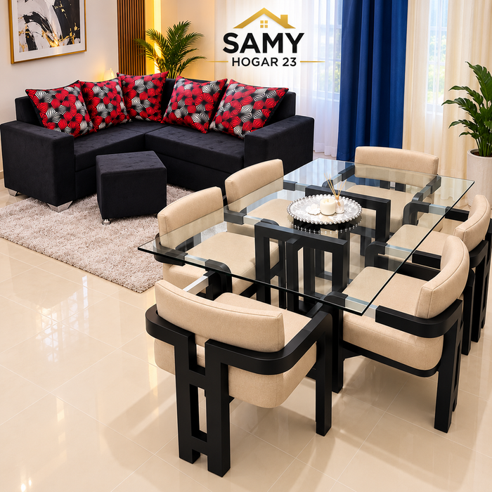 Súper combo mueble L & M comedor 6 Silla