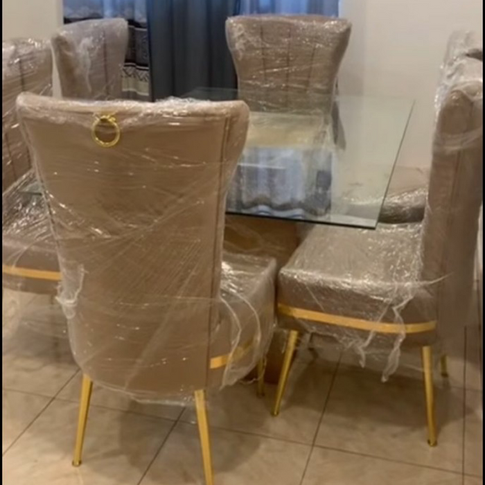 Comedor 6 sillas zafiro tope cristal