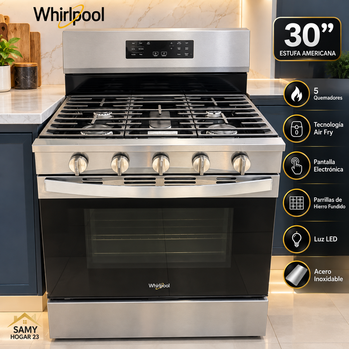 Estufa whirlpool Americana 30” - 5 Quemadores WFGS5030RZ cod. 5032