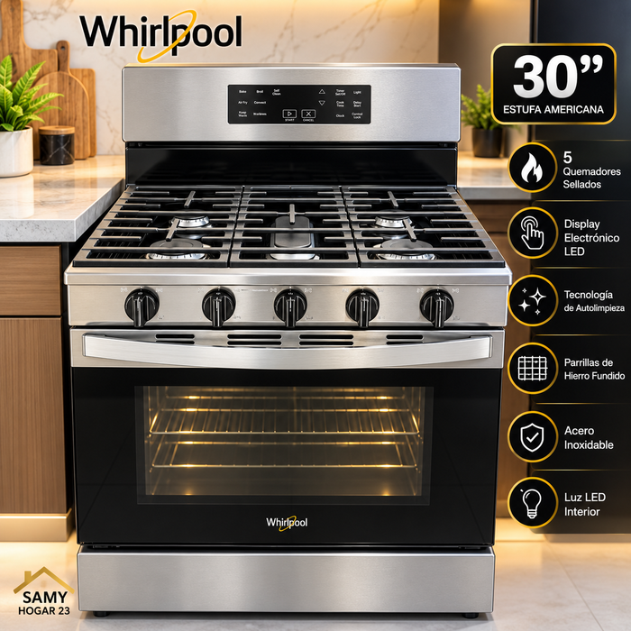 Estufa Whirlpool 30” -5 Quemadores LWFR7700S cod. 4906
