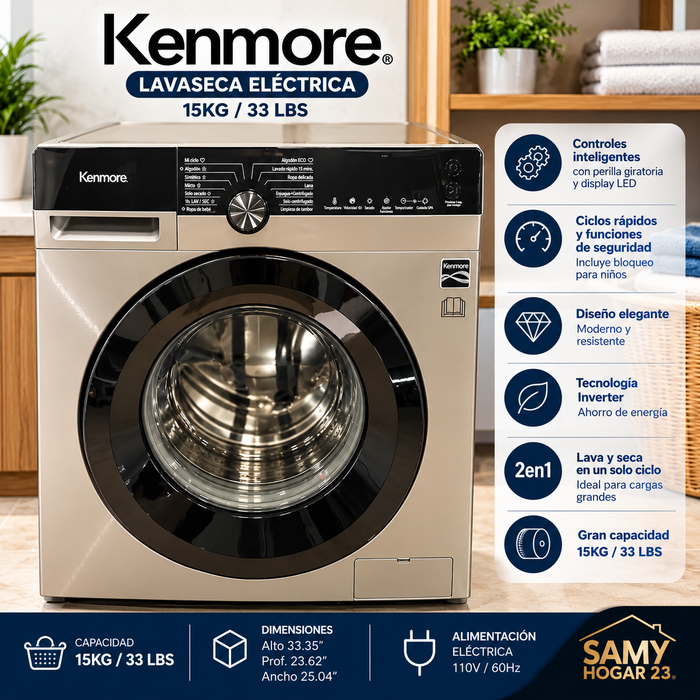 Lavadora lava seca de 33 libra kenmore
